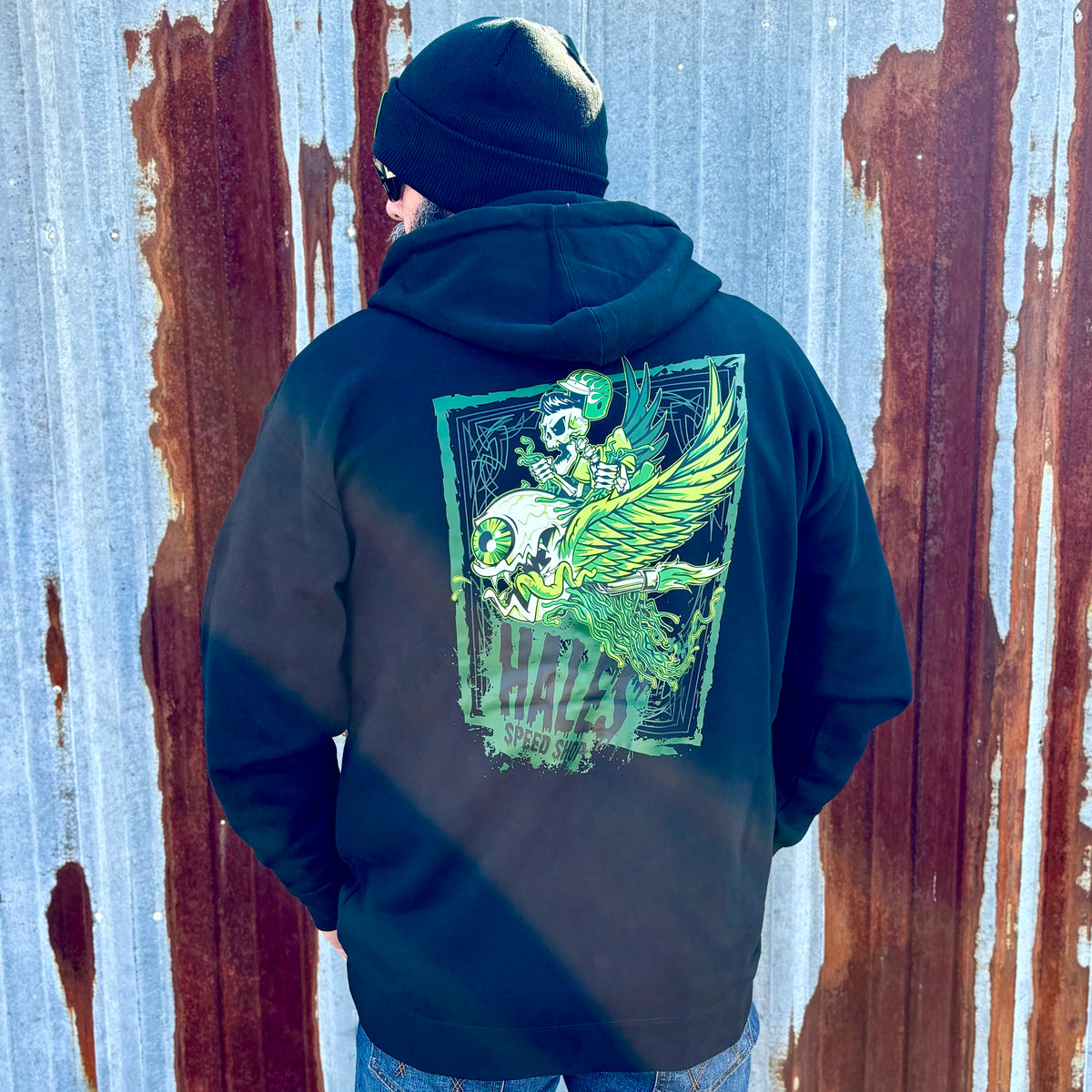 Flying Eye Zip Up Unisex Hoodie - Black