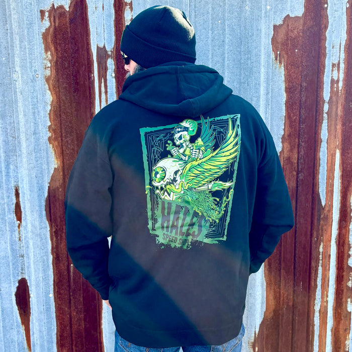 Flying Eye Zip Up Unisex Hoodie - Black